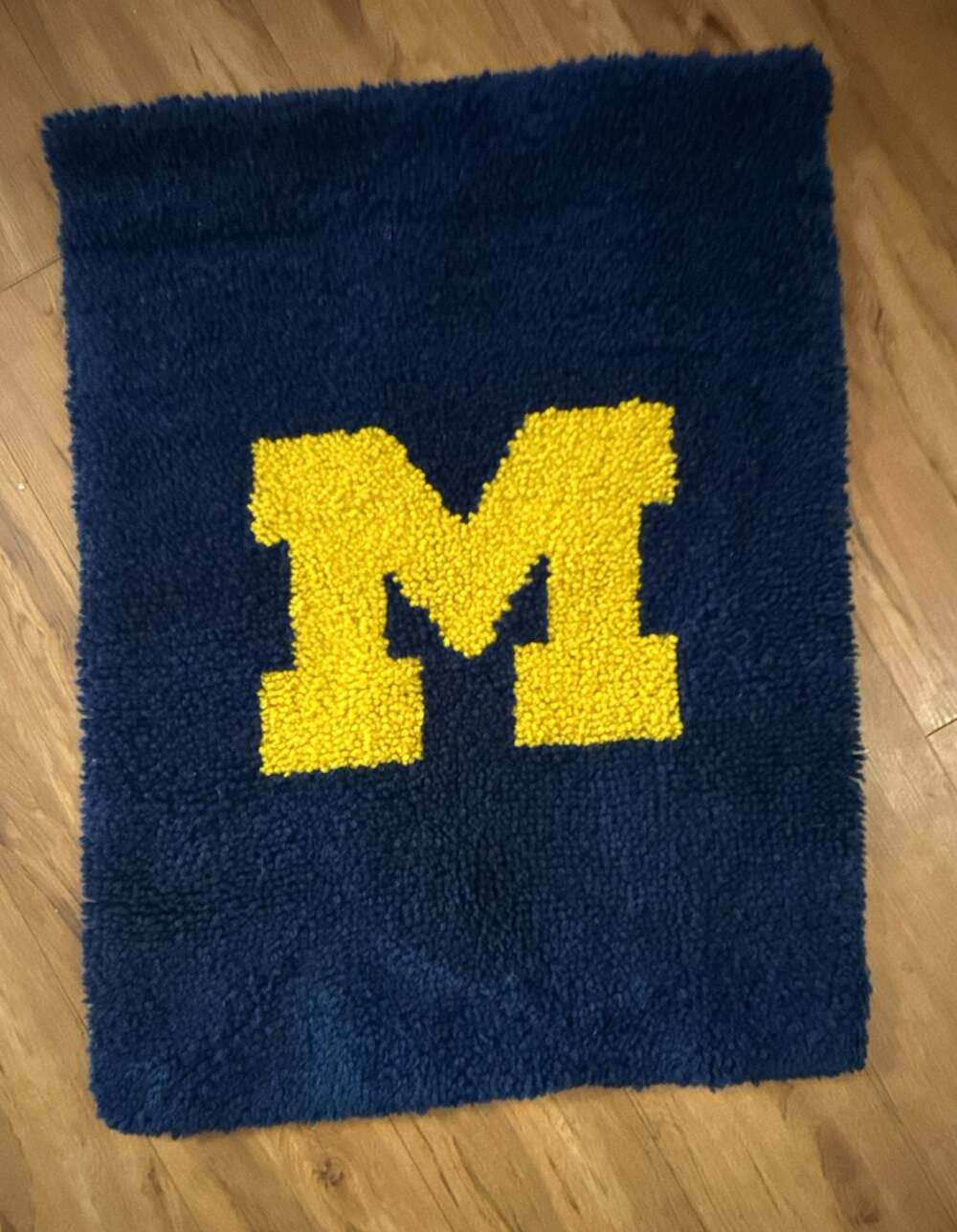 Vintage University of Michigan Wolverines Latch Hook Wall Hanging Tapestry Rug
